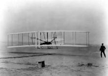 The Wright Brothers learning to fly.  First powered and controlled flight at Kittyhawk in 1903
