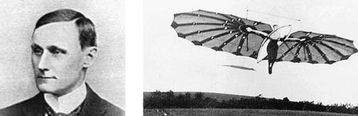 Percy Pilcher and his glider HAWK in 1899